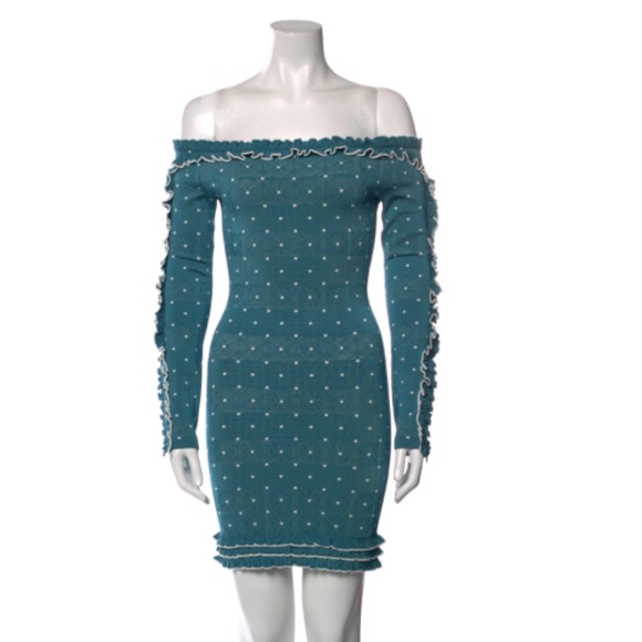 Herve Leger Polka Dot Off Shoulder Dress - Picture 1 of 4
